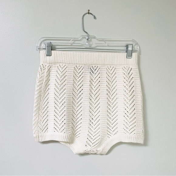 Rehab Lab Knit Tank Top Shorts Set L Two Piece Cropped Off-White Crochet Lounge - Picture 7 of 9